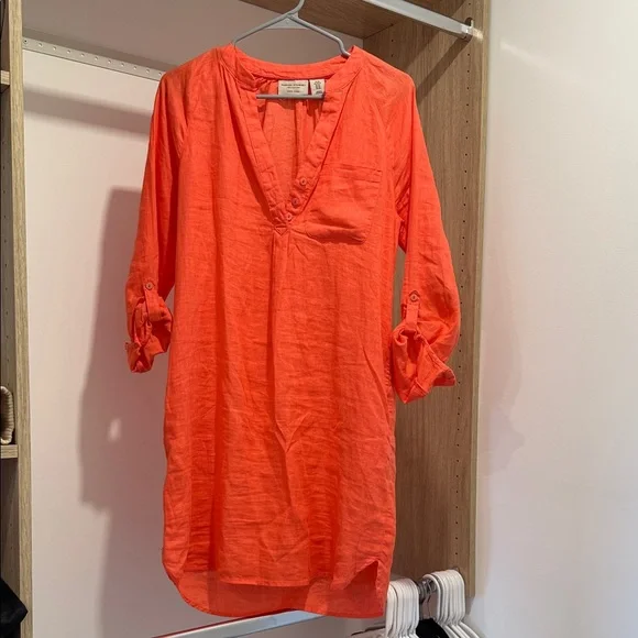 Martha Stewart | Dresses | Martha Stewart Coral Long Sleeve Linen Dress |  Poshmark